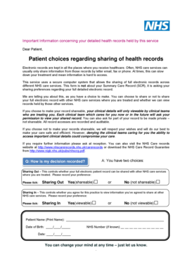NHS Patient Record Sharing Consent Form