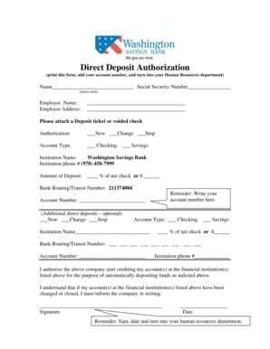 Direct Deposit Authorization Form