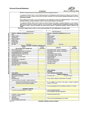 Personal Financial Statement Form