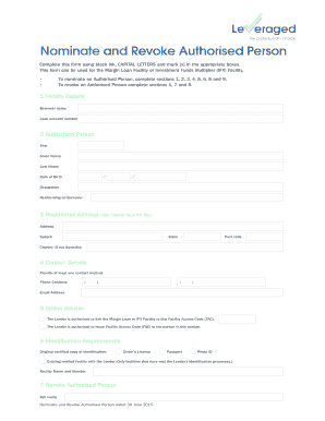 Nominate and Revoke Authorised Person Form