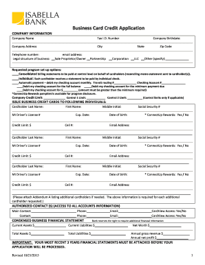 Business Credit Card Application