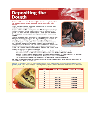 Student Reproducible on Savings and Checking Accounts