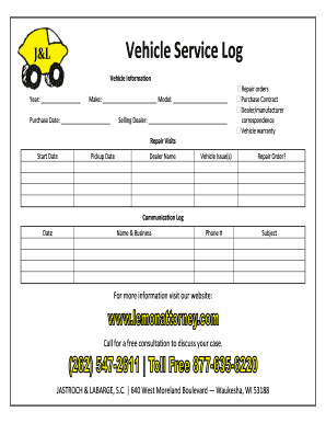 Vehicle Service Log