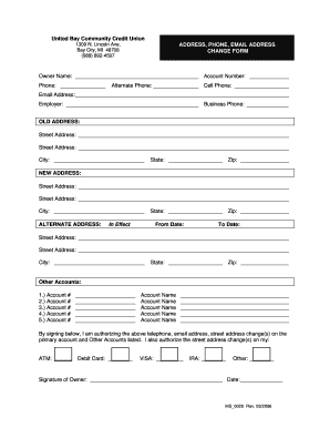 United Bay Community Credit Union Address Change Form