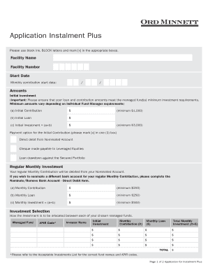 Application for Instalment Plus