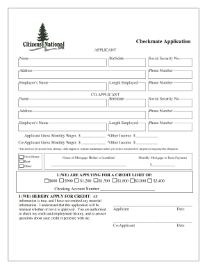 Checkmate Credit Application