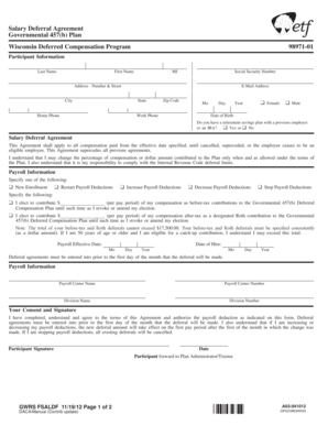 Salary Deferral Agreement