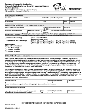 Wisconsin Public Employers Group Life Insurance Evidence of Insurability