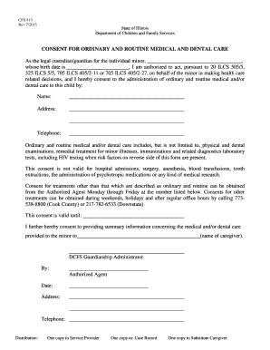 Illinois Medical and Dental Care Consent Form