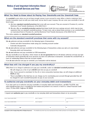 Overdraft Services and Fees Notice