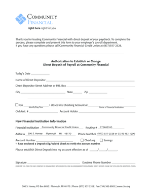 Direct Deposit Authorization Form