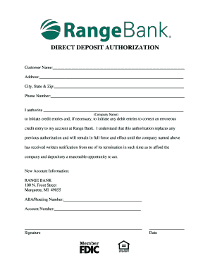 Direct Deposit Authorization Form