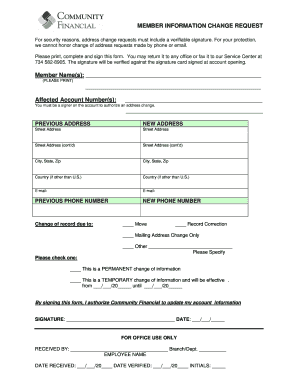 Member Information Change Request Form