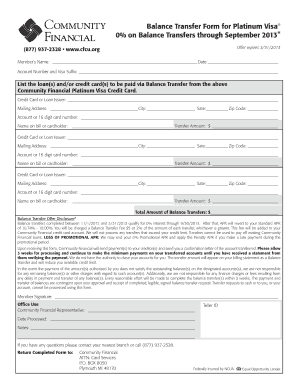 Platinum Visa Balance Transfer Form