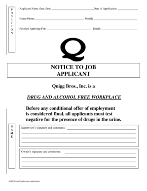 Quigg Bros Employment Application