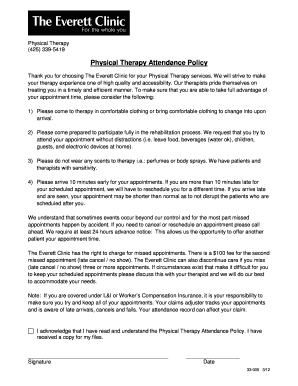 Physical Therapy Attendance Policy