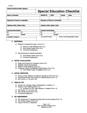 Special Education Checklist