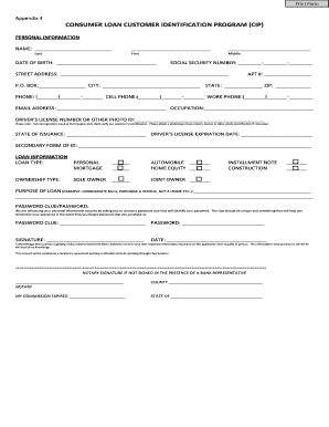 Consumer Loan Customer Identification Program