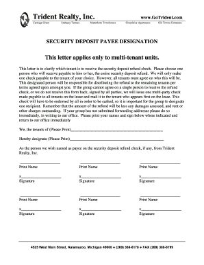 Security Deposit Payee Designation Letter