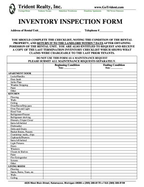 Inventory Inspection Form