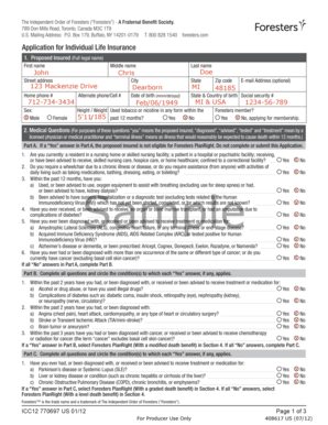 Foresters Life Insurance Application