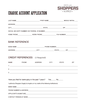 Shoppers Supply Credit Application