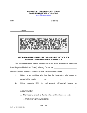 Bankruptcy Loss Mitigation Mediation Motion