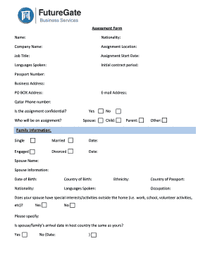Employee Relocation Assessment Form