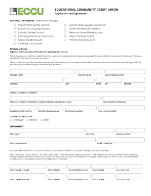 Educational Community Credit Union Account Application