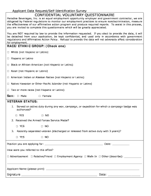 Applicant Data Request Survey