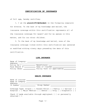 Certification of Insurance
