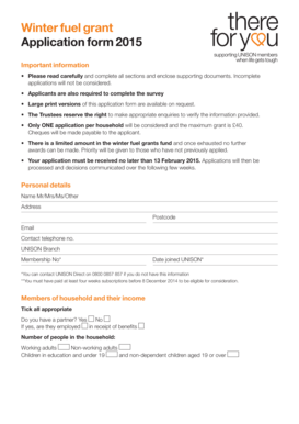 Winter Fuel Grant Application Form