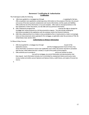 Borrowers’ Certification & Authorization