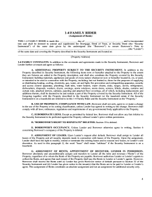 1-4 Family Rider Assignment of Rents