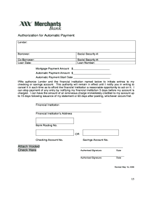 Authorization for Automatic Payment