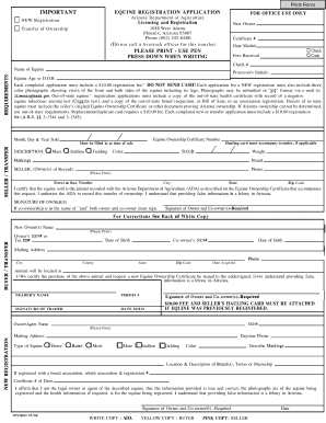 Arizona Equine Registration Application