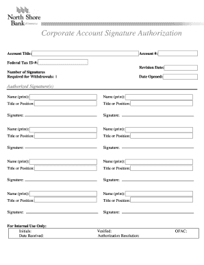 Corporate Account Signature Authorization