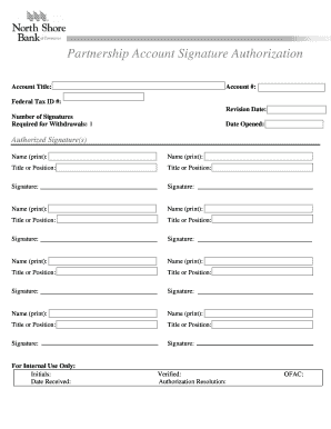 Partnership Account Signature Authorization