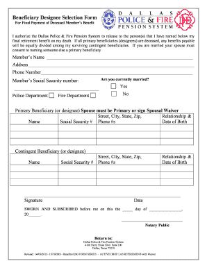 Beneficiary Designee Selection Form