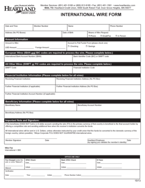 International Wire Transfer Form