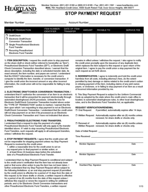 Stop Payment Request Form