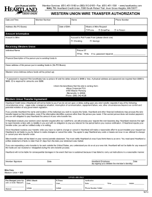 Western Union Wire Transfer Authorization