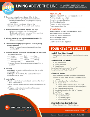 Living Above the Line Workplace Guide