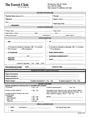 Medical Exam Request Form