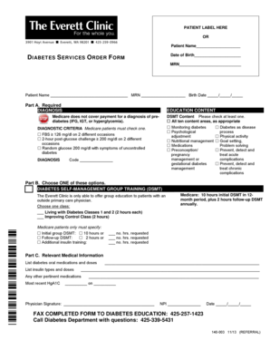 Diabetes Services Order Form