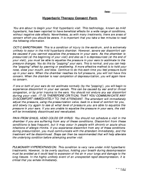 Hyperbaric Therapy Consent Form