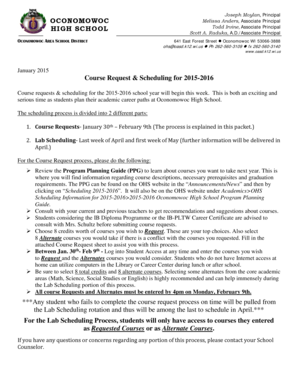 Oconomowoc High School Course Request Form