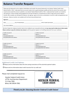 Keesler Federal Credit Union Balance Transfer Request
