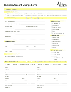 Business Account Change Form