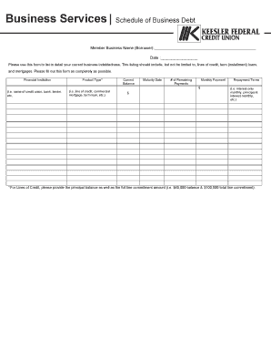Business Debt and Real Estate Schedule